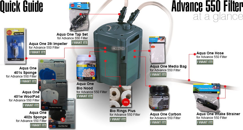 Aqua One Advance 550 filter Spares & Accessories Aqua One Parts